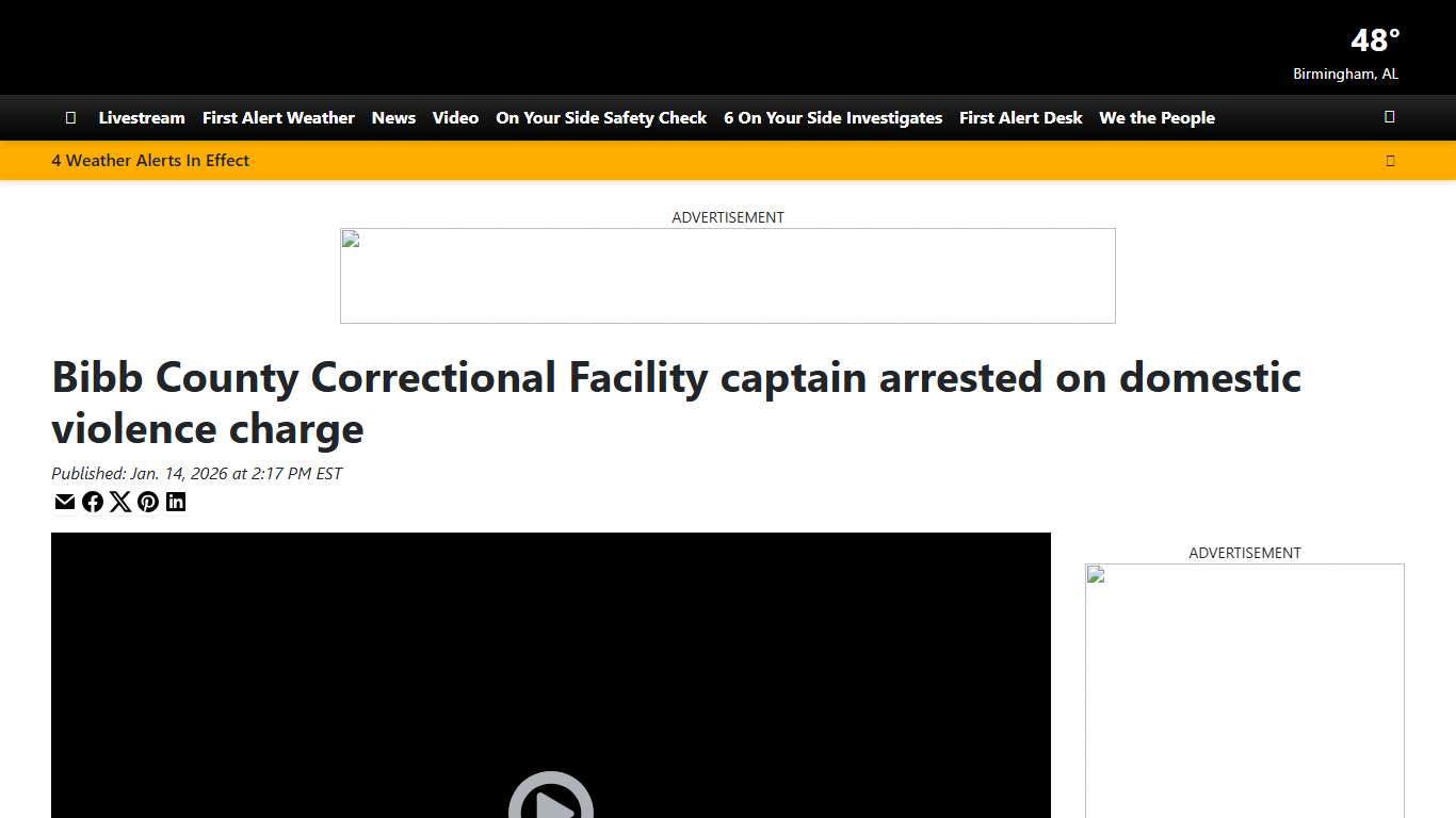 Bibb County Correctional Facility captain arrested on domestic violence charge